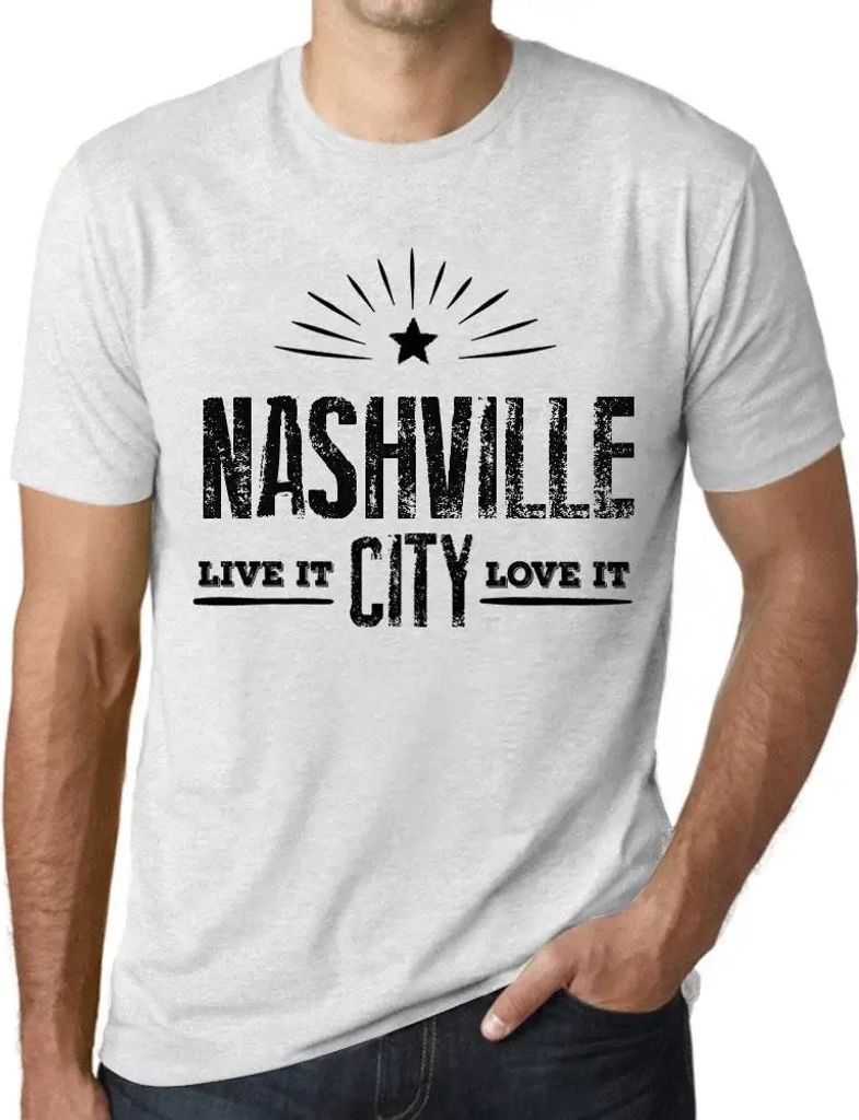 Herren Grafik T-Shirt Live It Love It Nashville Öko-Verantwortlich Vintage Jahrgang Kurzarm Lustige Druck Geburtstag Geschenk Mann