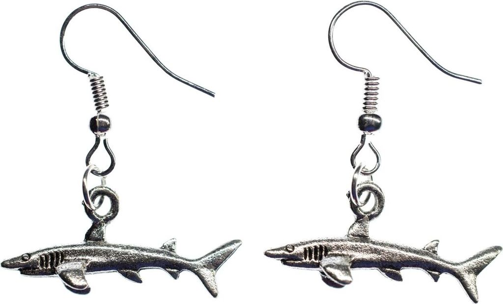 Hai Ohrringe Haiohrringe Haie Miniblings weißer Hai Zähne Jaws Raubfisch silber