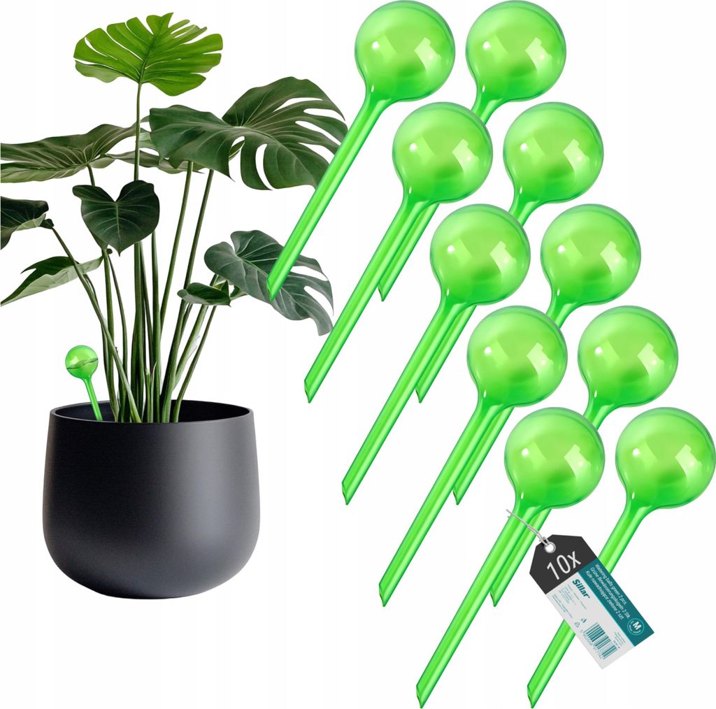 Sillar 10x Bewässerungsbälle für Pflanzen 70ml Grün – Selbstbewässerung für Topfpflanzen und Blumen