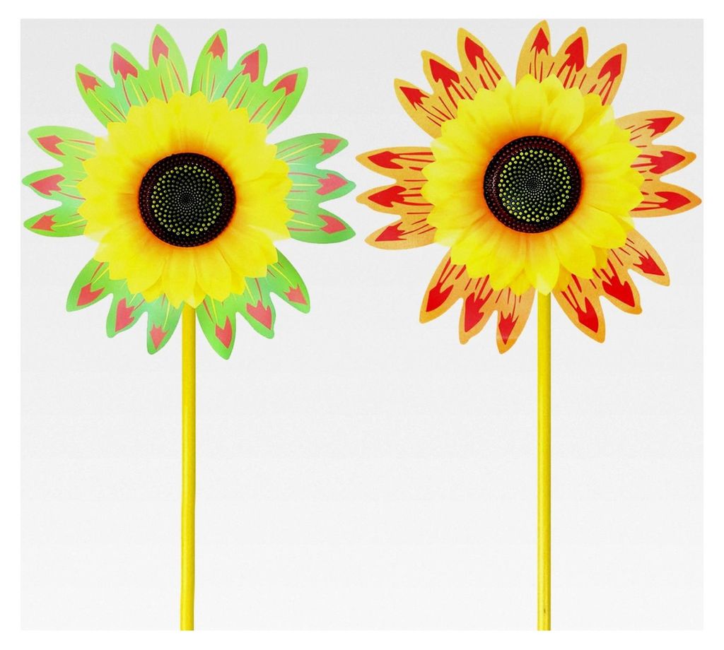 2 Stück Sonnenblumen-Windräder, Windspiel, Gartenstecker, Durchmesser 25 cm, Vogelabwehr, für Garten, Hof, Balkon, Gartendekoration, hochwertige...