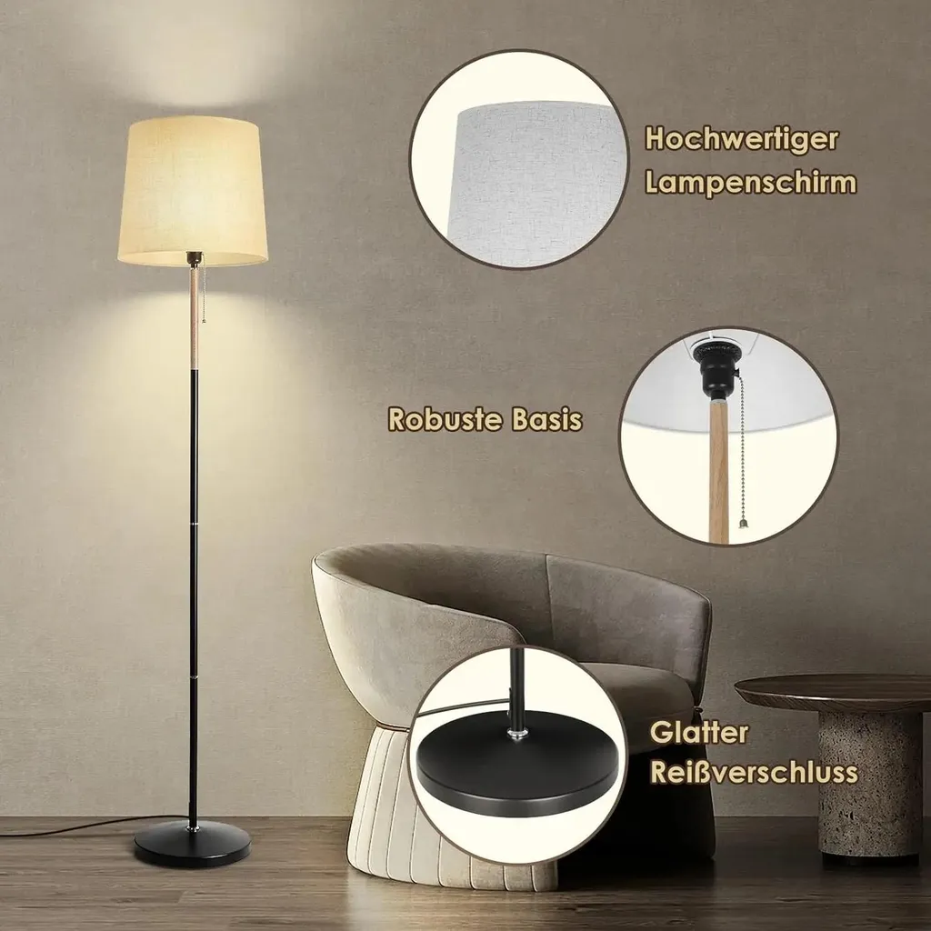 Lampadaire LED 9W Gris - Ampoule E27 incluse - Intensité Variable 220V