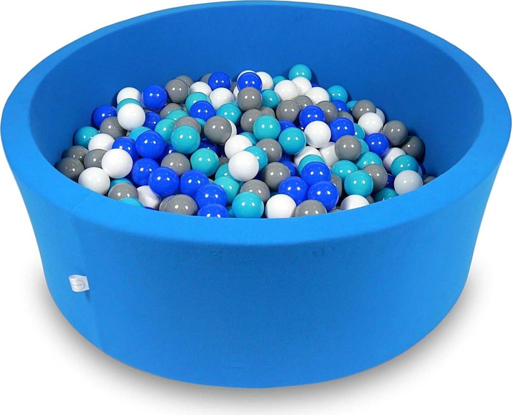 Bällebad 110x40cm azurblau – Mit 500 Bällen / türkis, blau, weiß, grau