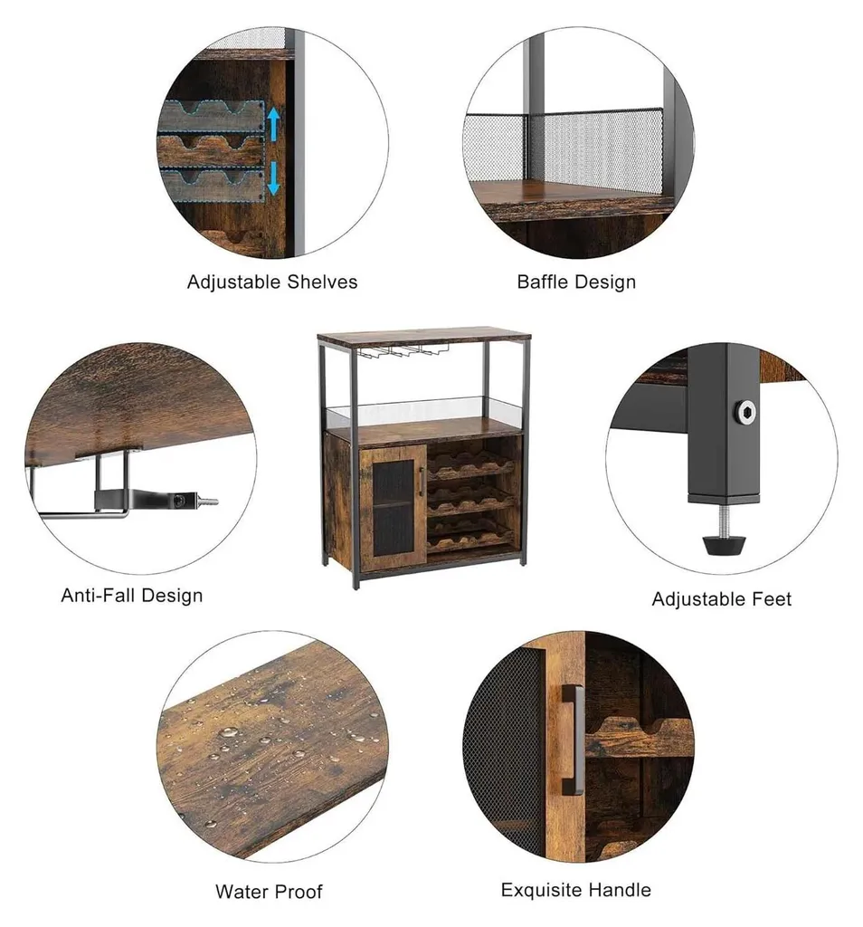 Optimisez votre rangement vin avec ce buffet industriel LED compact