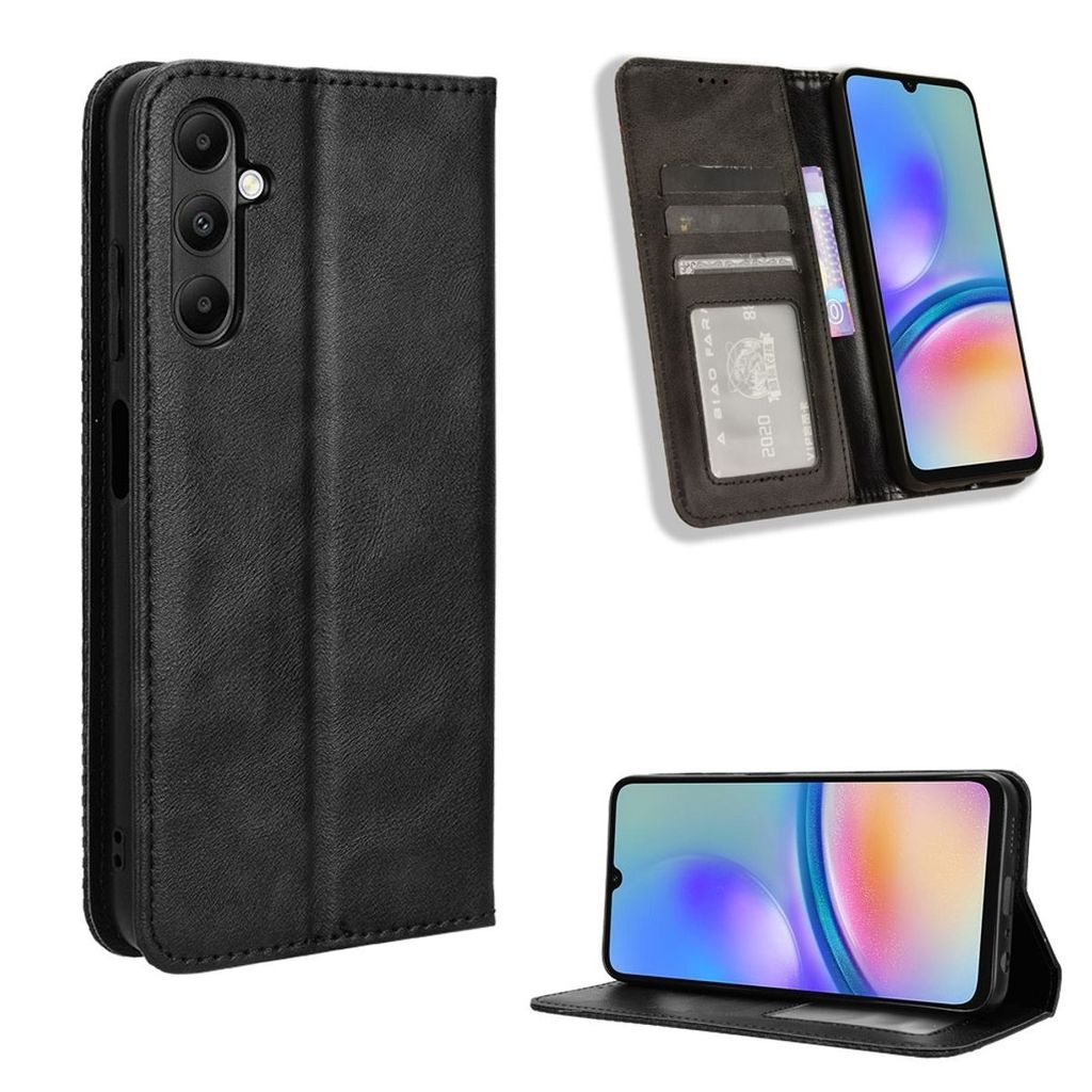 König Design Hülle kompatibel mit Samsung Galaxy A05s Kunstleder Handyhülle - Handy Case Schwarz