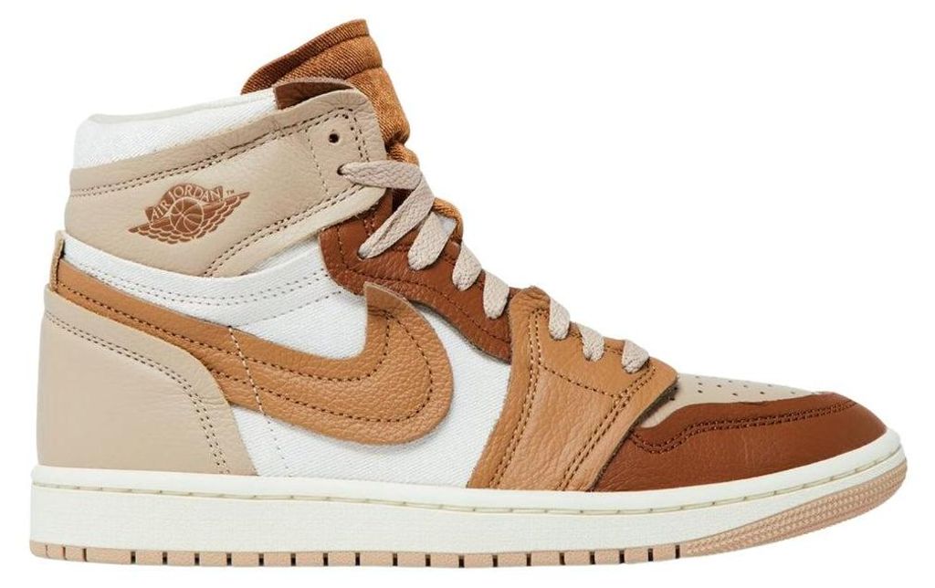 Nike - "Air Jordan 1" Sneaker für Damen, Leder, Hoch geschnitten SY3884 (38,5 EU) (Braun)