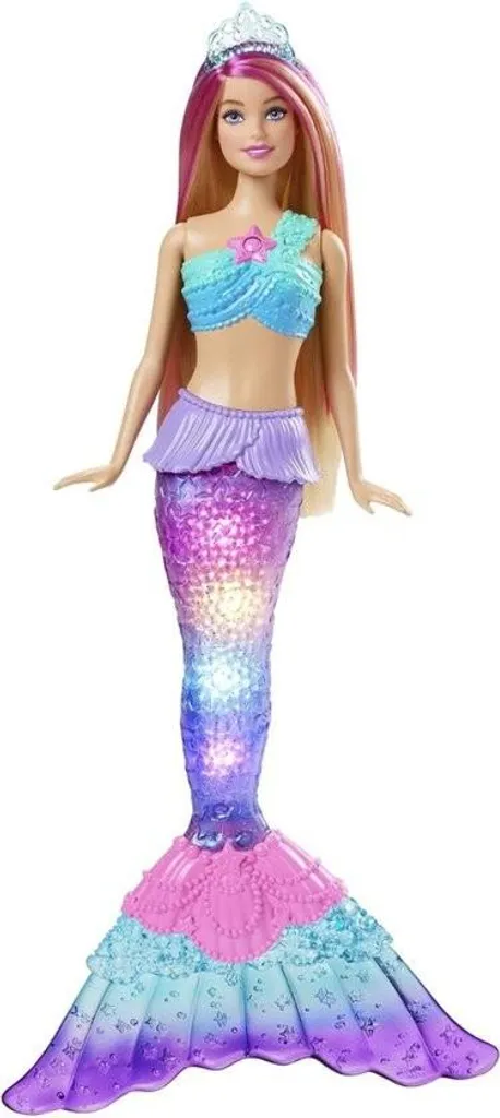 Sirène lumineuse étanche de 30 cm avec cheveux blonds et roses