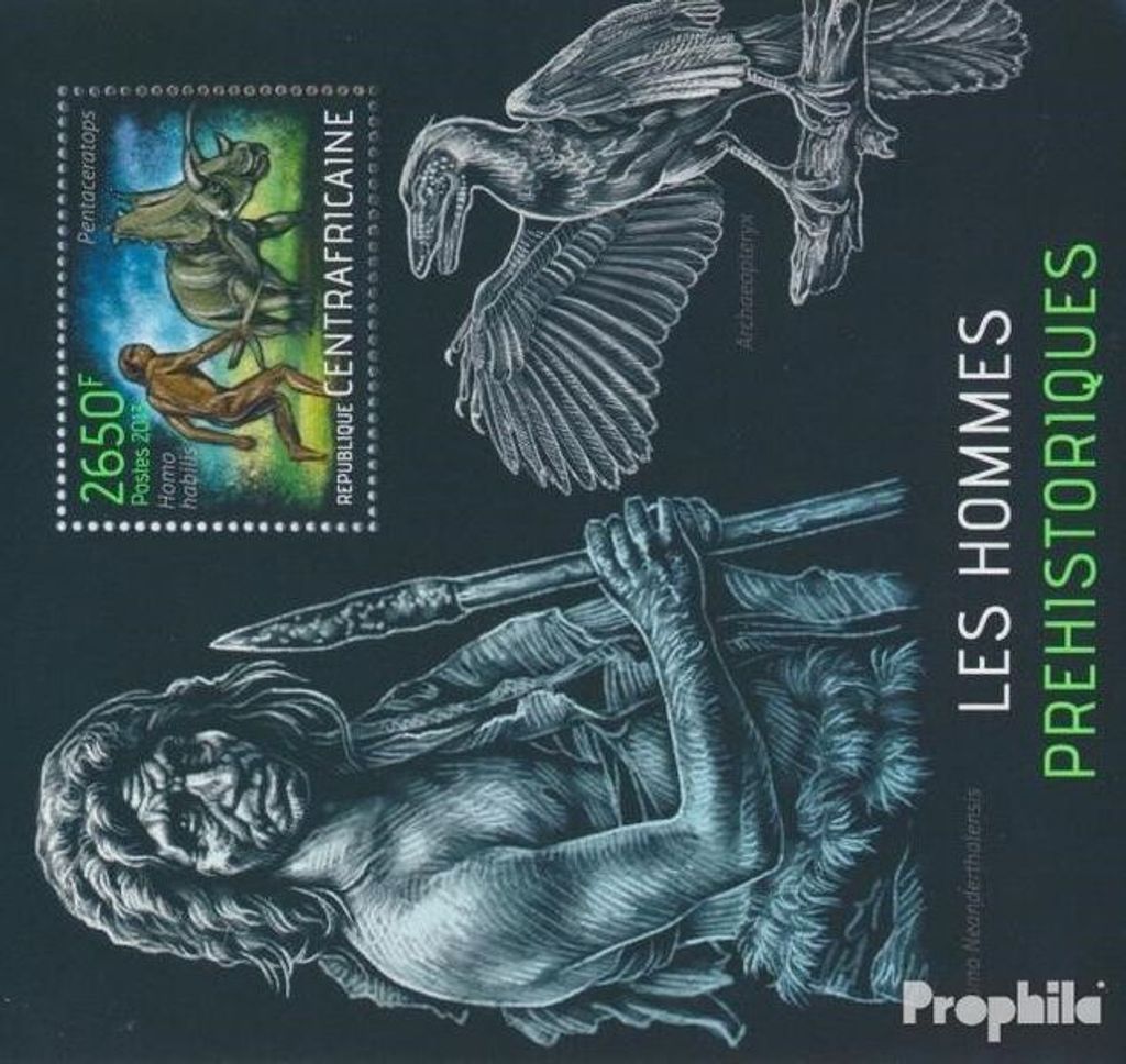 Briefmarken Zentralafrikanische Republik 2013 Mi Block 1069 (kompl. Ausgabe) postfrisch Prähistorische Menschen