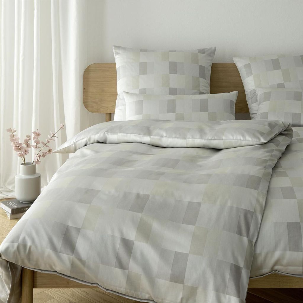 elegante Mako-Satin Bettwäsche-Garnitur Piazza Farbe Natur Größe 135x200cm+80x80