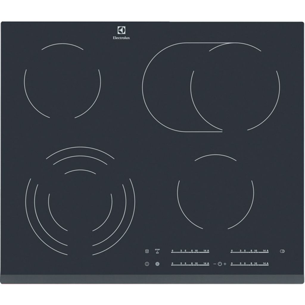 Electrolux EHF6547FXK, Schwarz, Integriert, Keramik, 4 Zone(n), 4 Zone(n), Köcheln