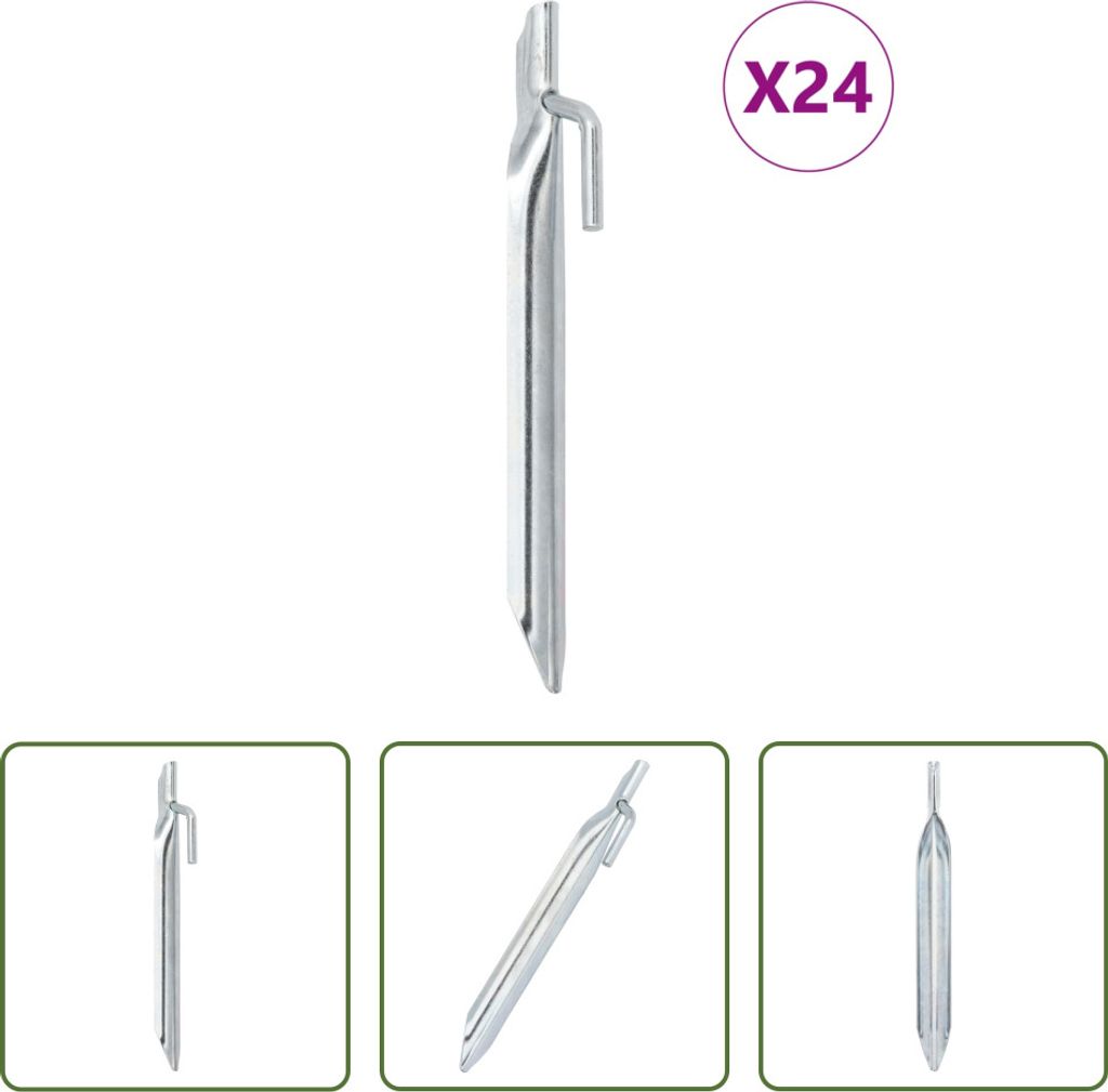 The Living Store Zeltheringe 24 Stk. V-Form 17 cm Ø20 mm Verzinkter Stahl