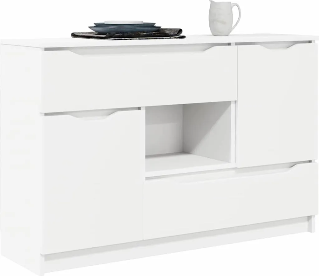 Buffet Blanc Gain de Place 100 cm : Solution de Rangement pour Petits Espaces - 2