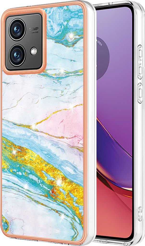 Hülle für Motorola Moto G84 Muster TPU Silikon Stoßdämpfer Bumper Schutzhülle Türkis