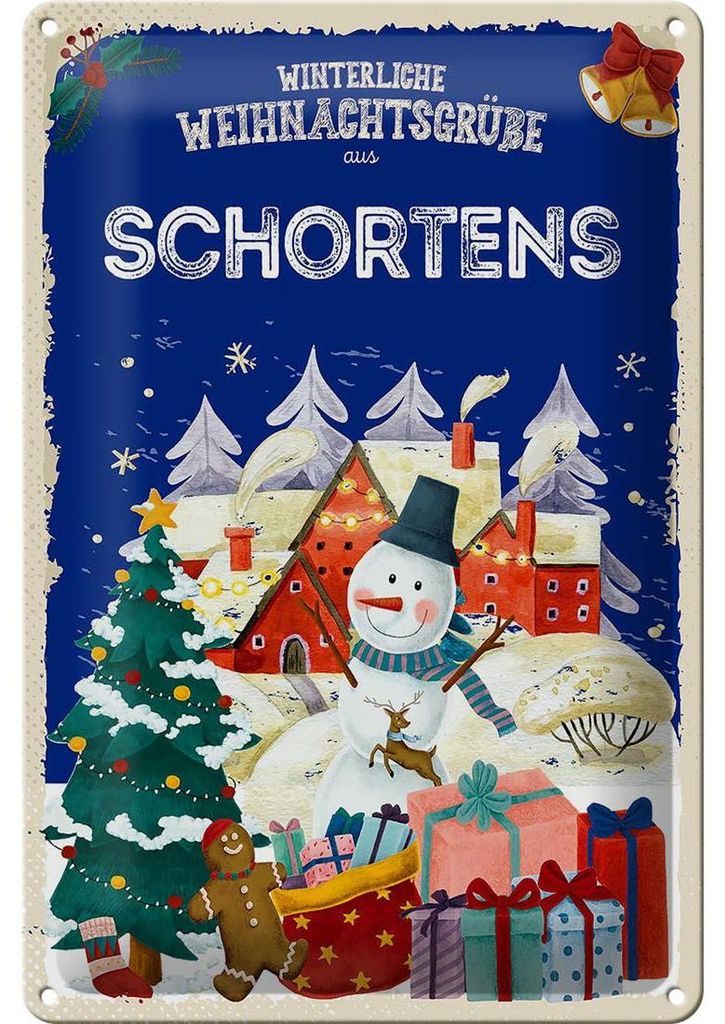 Blechschild Weihnachtsgrüße SCHORTENS 20x30cm Produktbild 