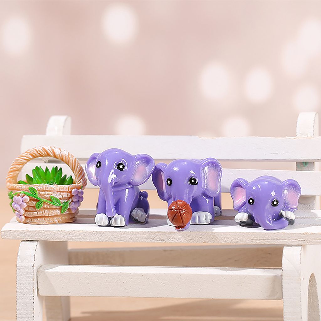 4pcs Elefant Figur exquisite realistische Harz Micro Landscape Nachbildung Tierminiatur für Kinder