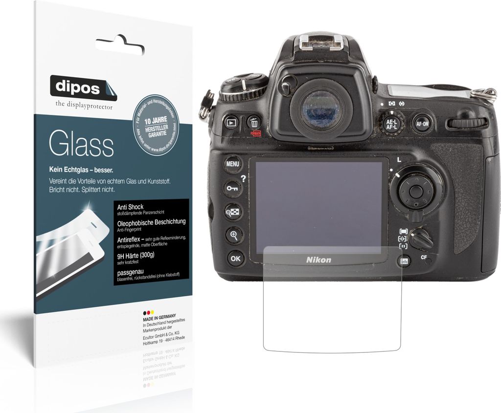1x Schutzfolie für Nikon D700 matt - Anti-Shock 9H Folie dipos Glass Kunststoffglas