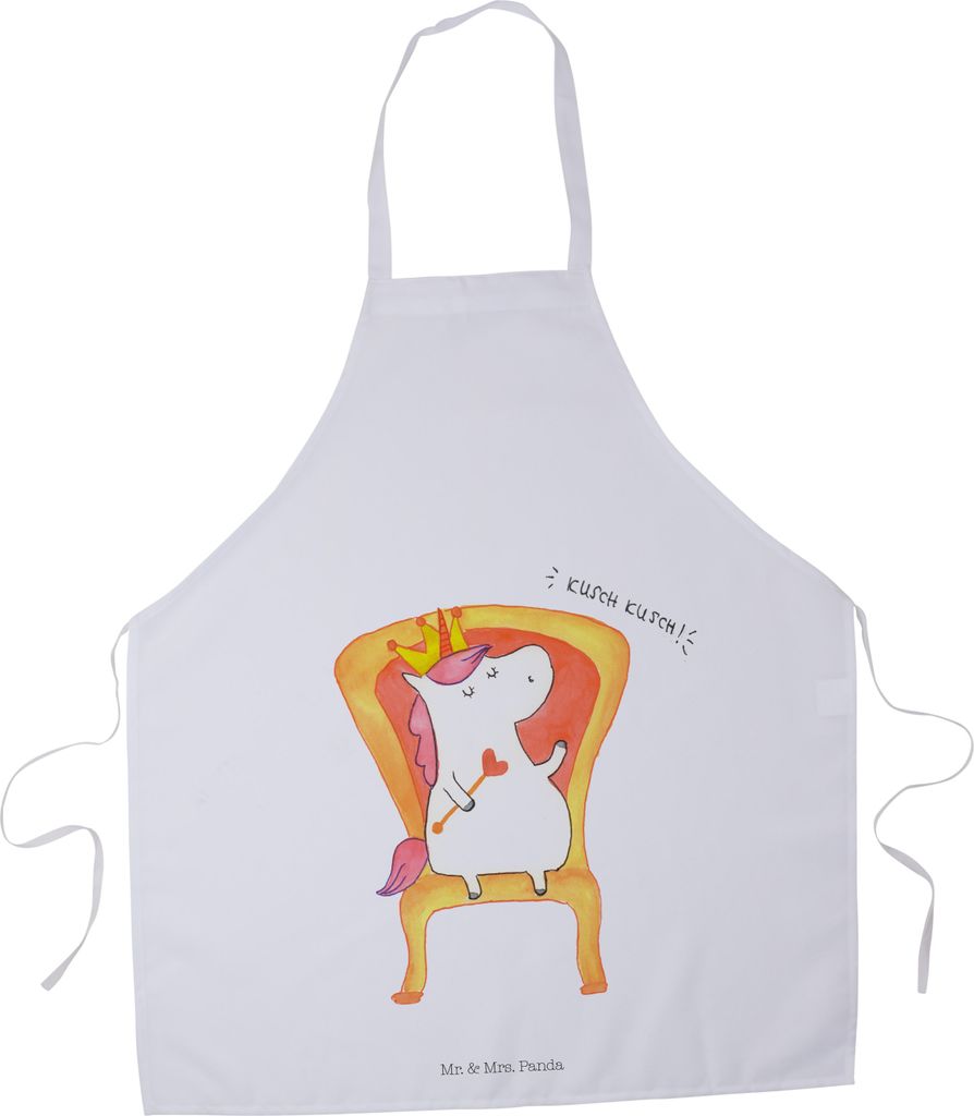 Mr. & Mrs. Panda Schürze Einhorn König - Weiß - Geschenk, Kochschürze, Grill, Krone, Kochkleidung, Prinzessin, Unicorn, Küchenschürze, Grills...