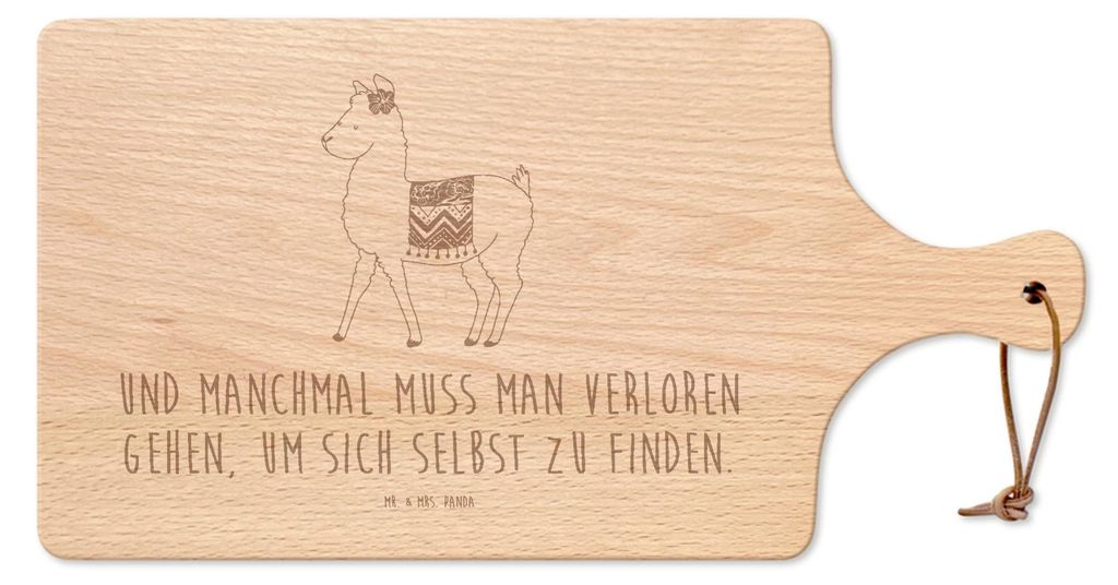 Mr. & Mrs. Panda Holzbrett Alpaka Stolz - Transparent - Geschenk, schneidebrettchen, brett holz, Frühstücksbrett, Lama, Schneidebrett