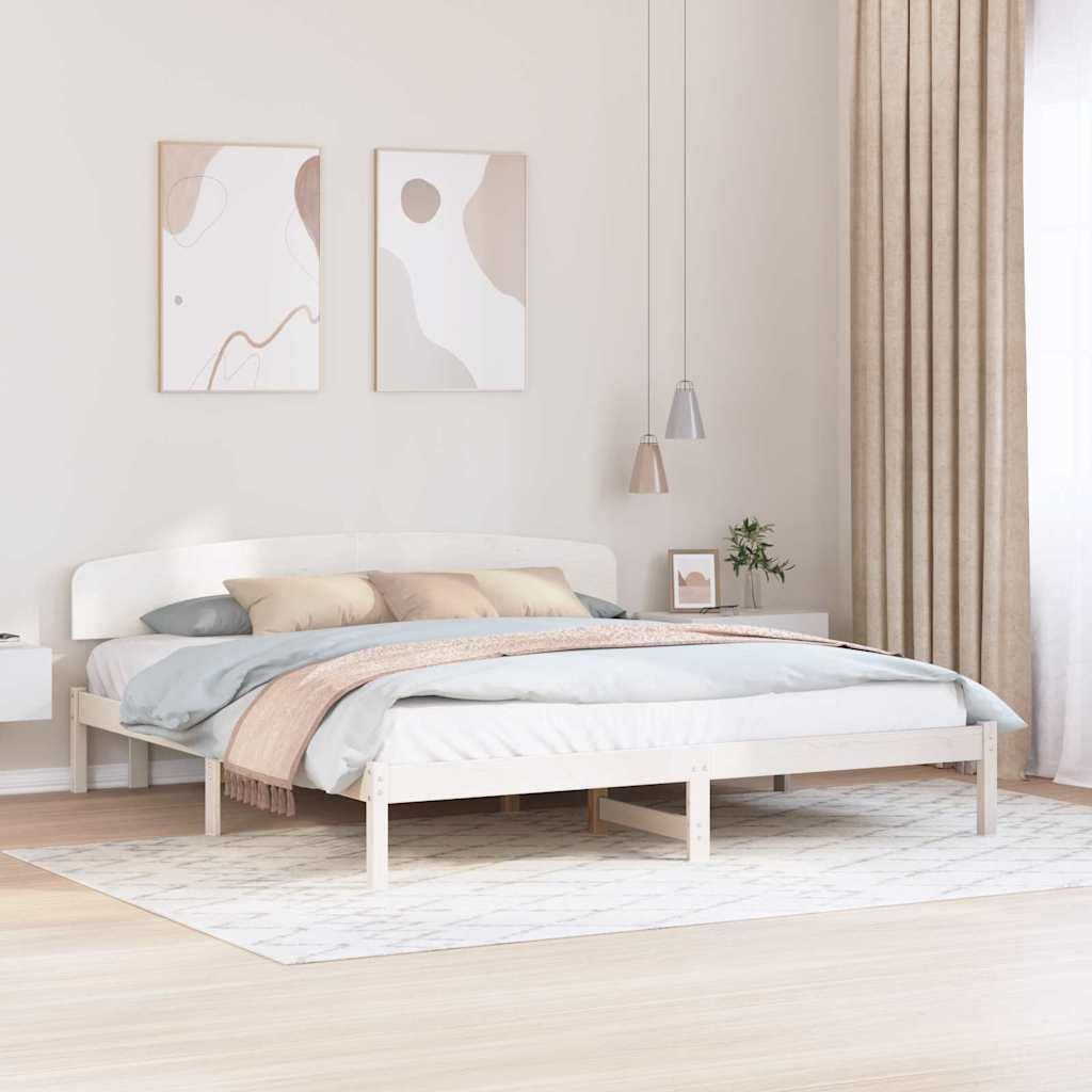 Maison Exclusive - Bettrahmen mit Kopfteil Weiß 180 x 200 cm Massives Kiefernholz