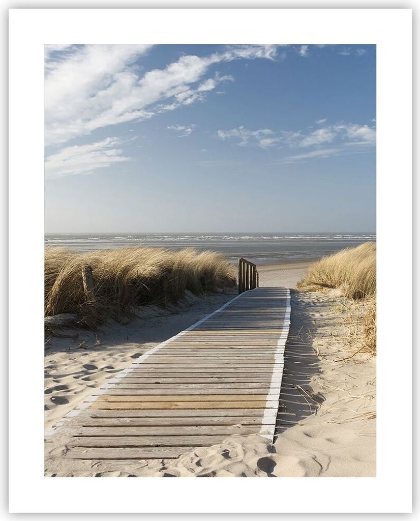 Poster - Poster ohne Rahmen - Strand Meer Fußgängerbrücke Ufer - 40x50 cm - Wand Bild - Wanddeko - Wandbilder - Kunstposter - Wandposter - Bilde...
