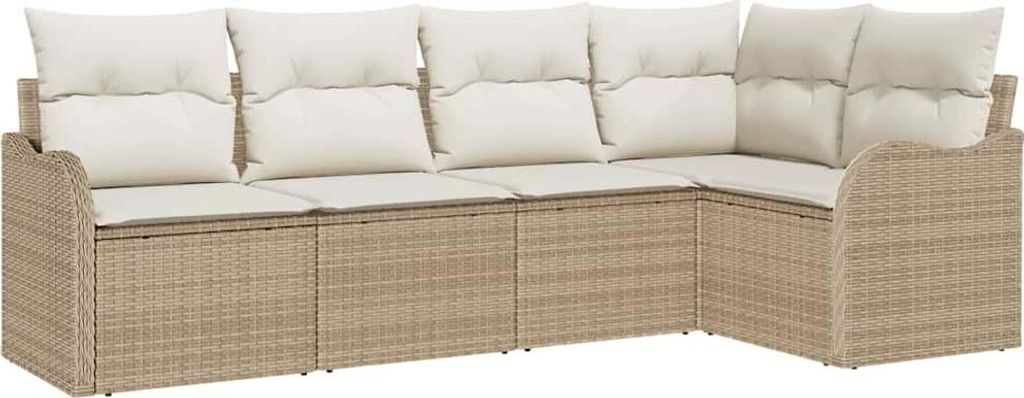 vidaXL Gartensofa-set mit Speicher 5 pcs Beige Poly-Rattan