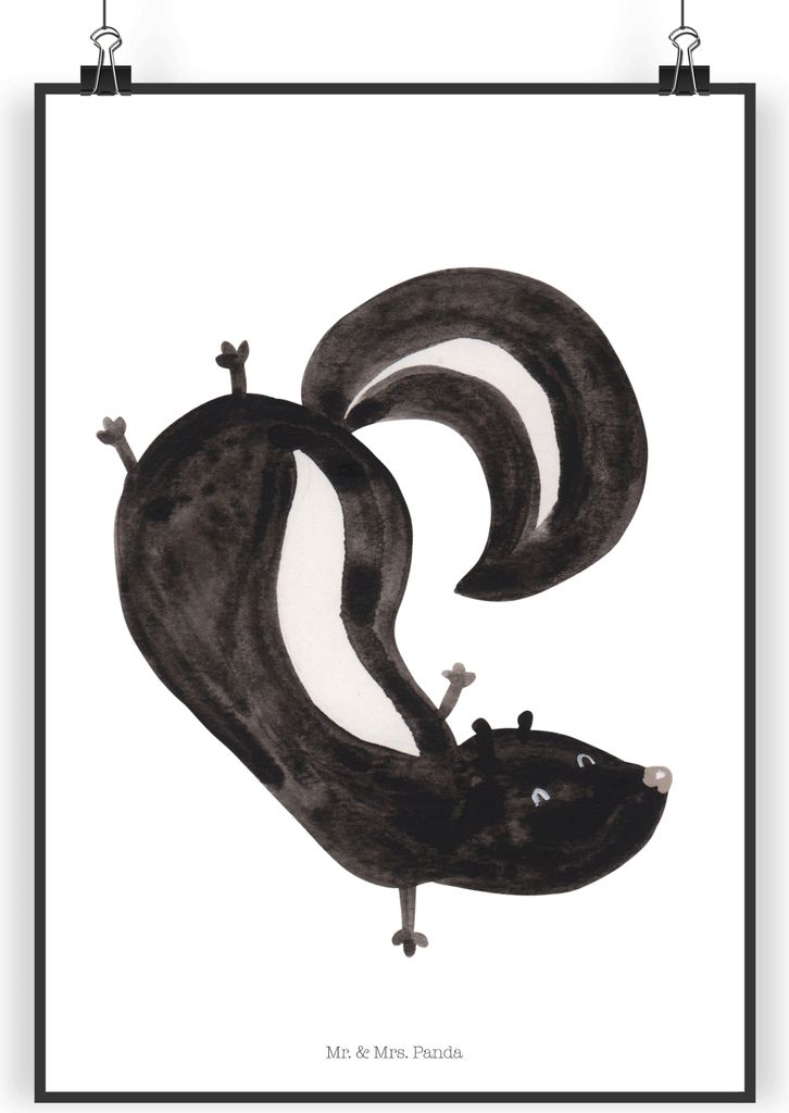 Mr. & Mrs. Panda Bild Stinktier Handstand DIN A5 - Weiß - Geschenk, Raubtier, Plakat, drucke, Deko Poster, Wandbild, Skunk, Spielplatz, Wildtier, ...