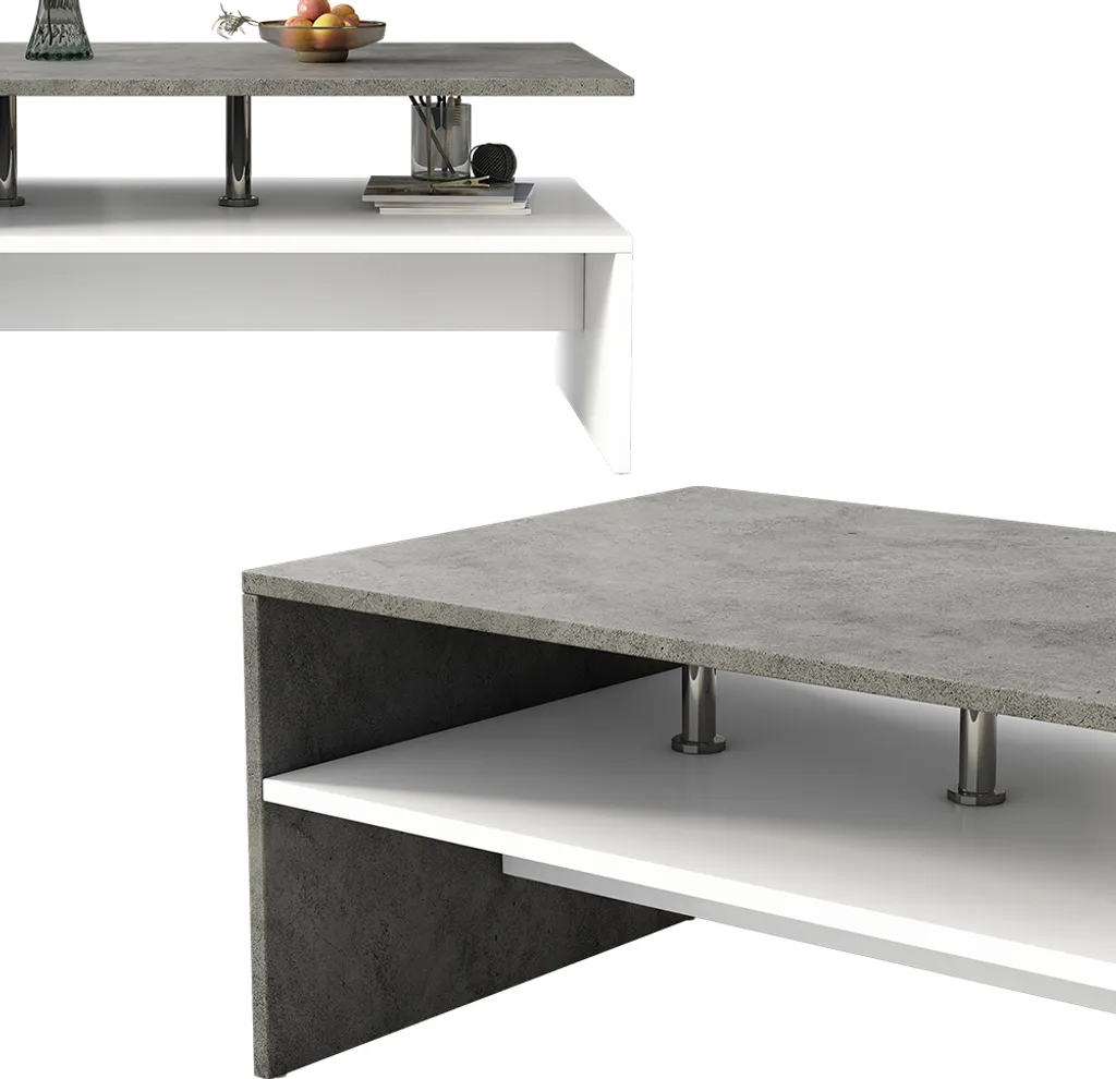 Table basse rectangulaire Vicco Mike effet béton gris 90x60 cm chic