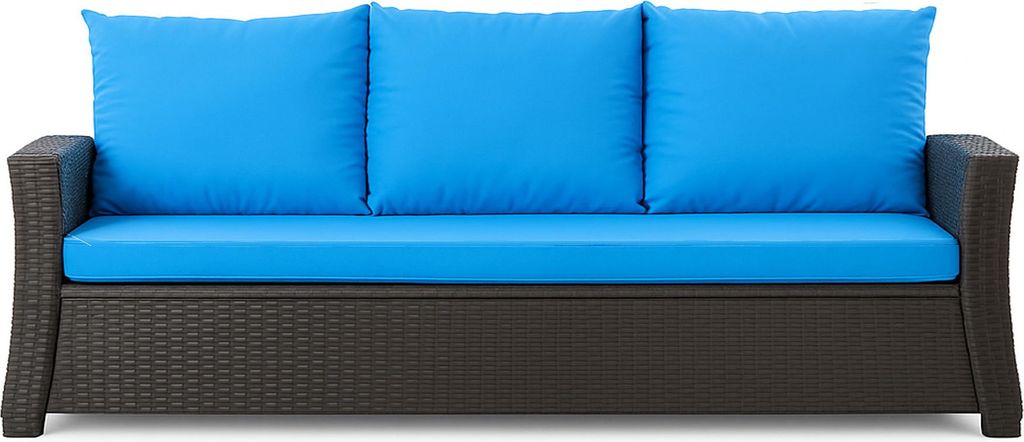 Gartenkissen Set blau – 160x50 + 3x50x56 cm Gartenkissen für ein 2-3-Sitzer-Sofa Weiche Auflagen für Rattan/Polyrattan – Abnehmbare Bezüge