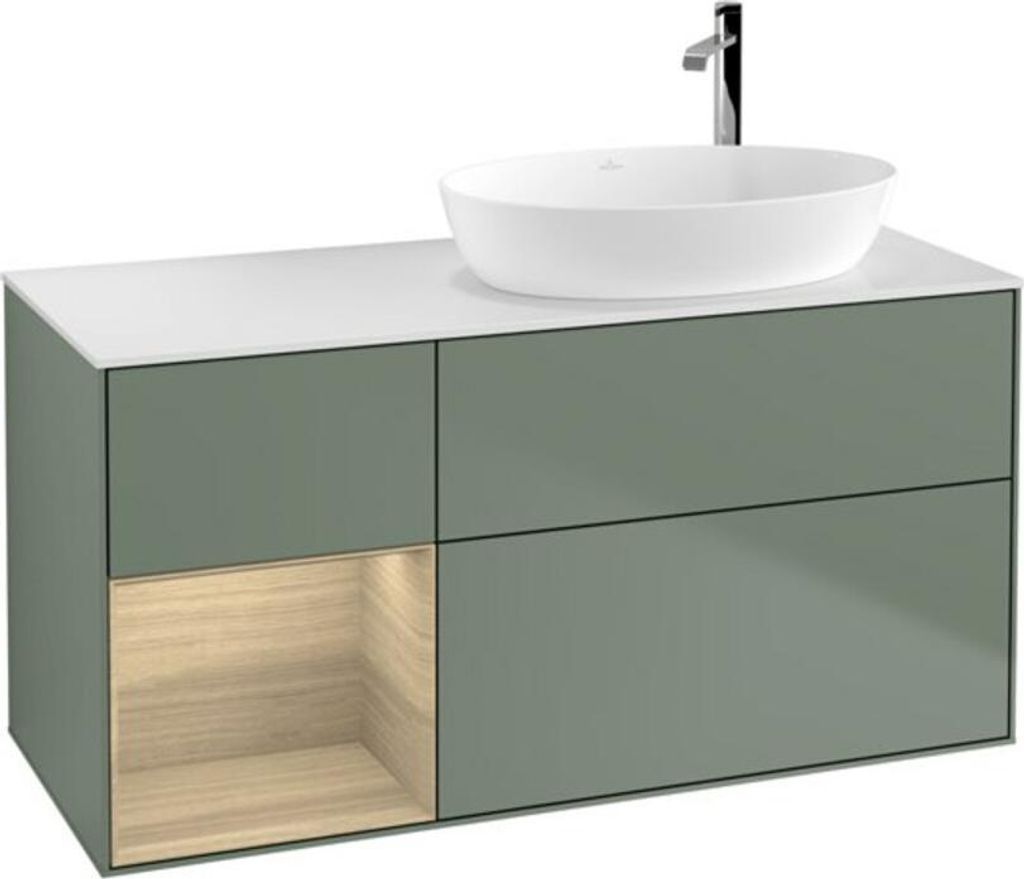V&B Waschtischunterschrank Wandbeleuchtung Finion 120cm, Pl wh. m, Reg Oa ven, Oli. m Lac
