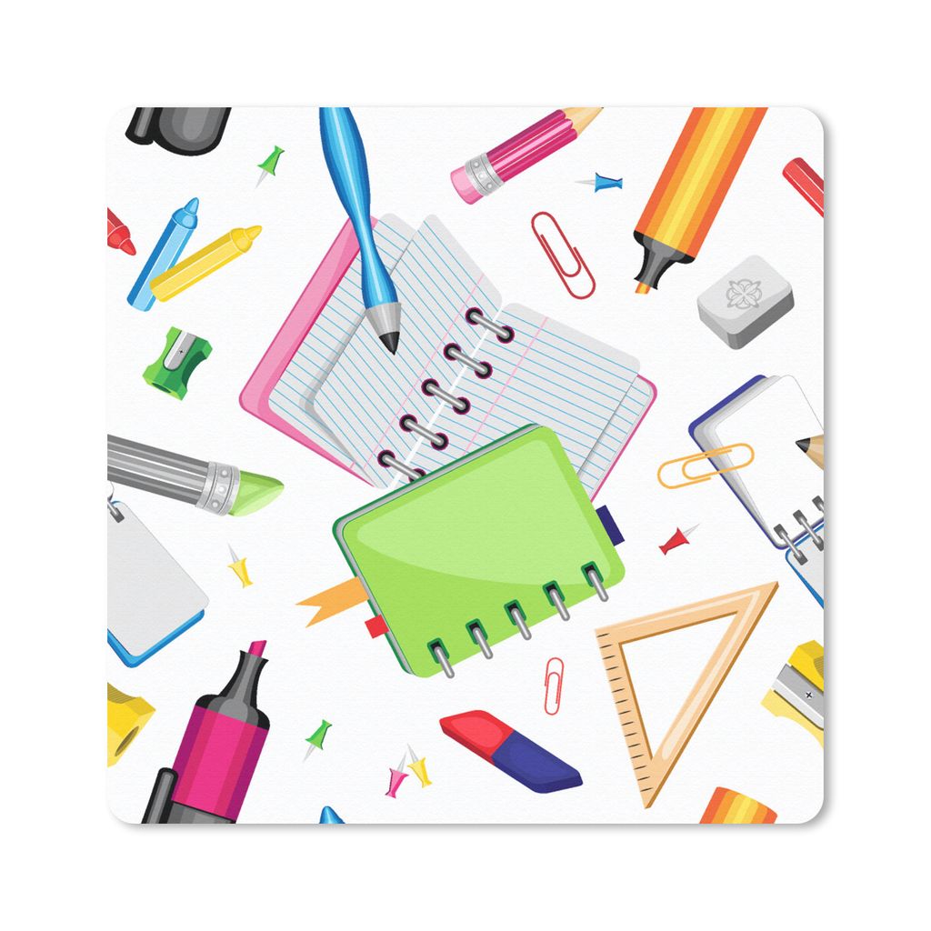 MuchoWow Mauspad Mousepad Muster - Schule - Bleistift 30x30 cm - Mousepads - Maus Mat - Pad - Mausunterlage - Gaming