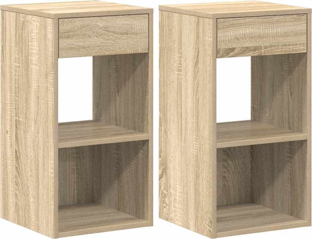 Nachttische mit Schublade 2 Stk. Sonoma-Eiche 35x34x66,5 cm