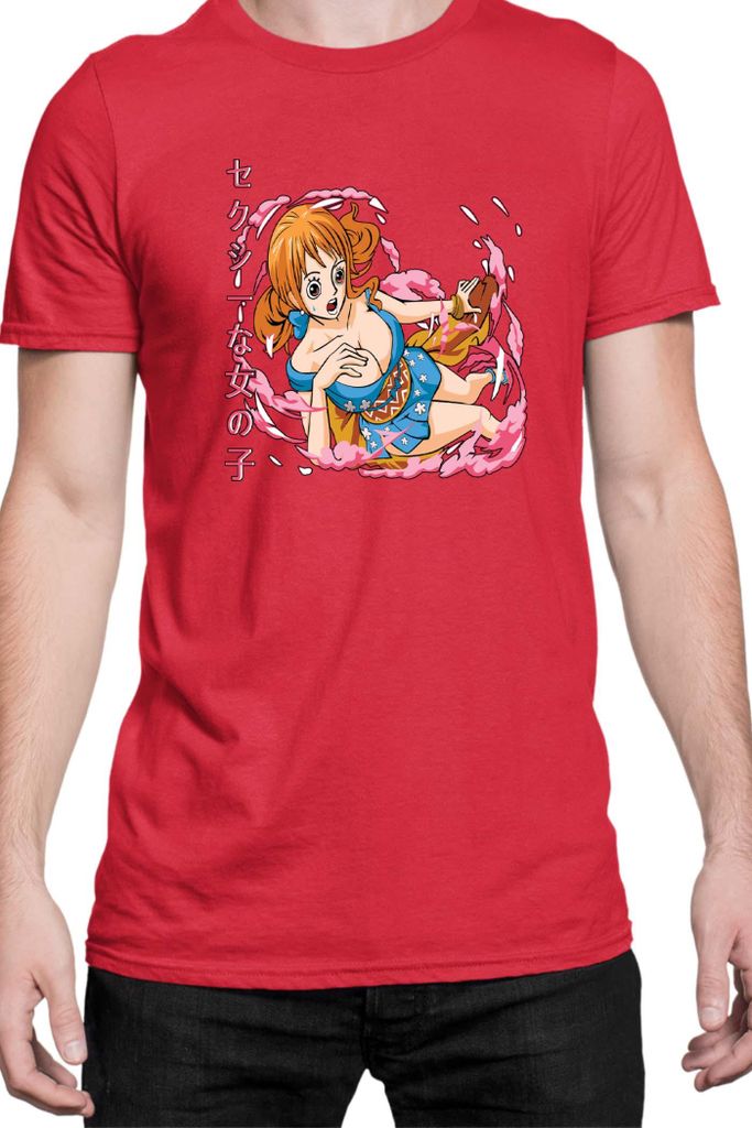 Herren T-Shirt Japan Manga Anime Comics Animation One Manga Piece Anime Nami Hero, Man XL / Rot