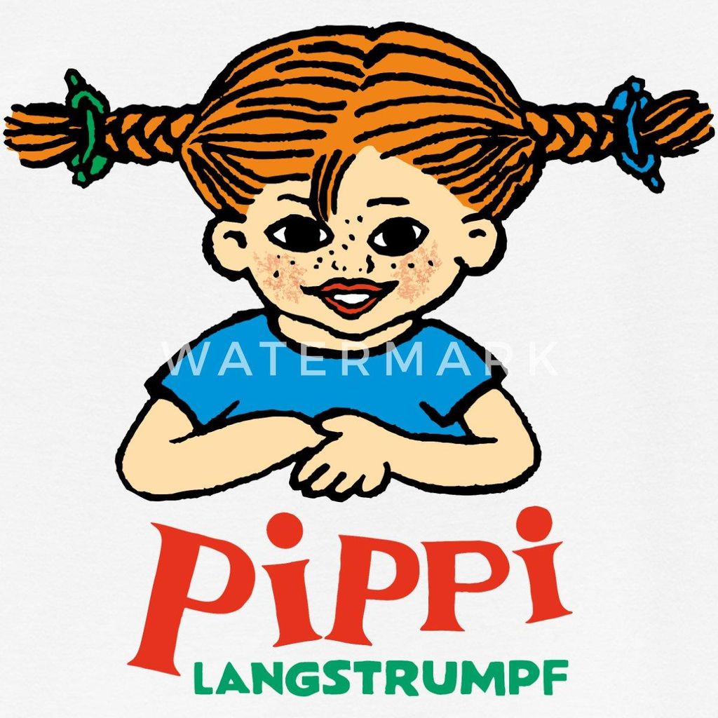 Spreadshirt Pippi Langstrumpf Logo Kinder T-Shirt, 110/116 (5-6 Jahre), Weiß