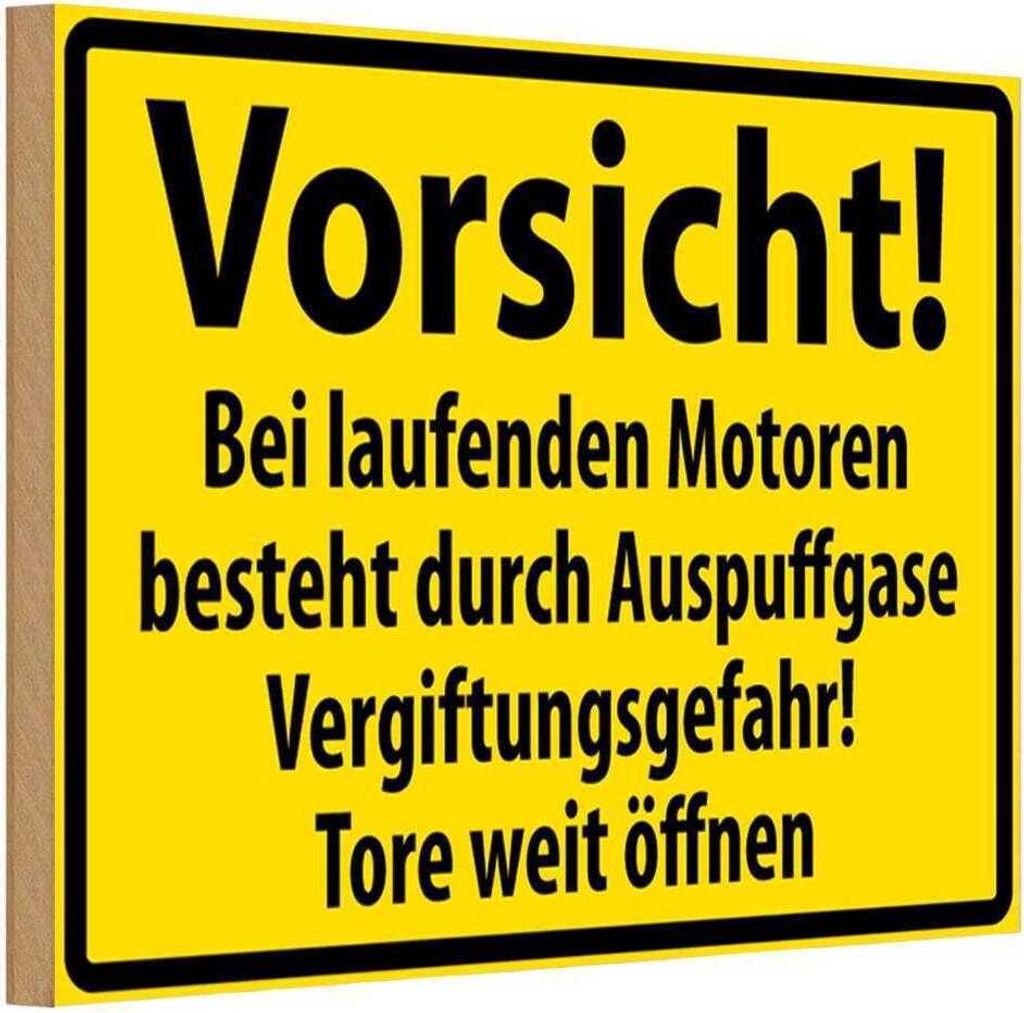 vianmo Holzschild 20x30 cm Vorsicht Bei laufenden Motoren Warnschild Hinweisschild
