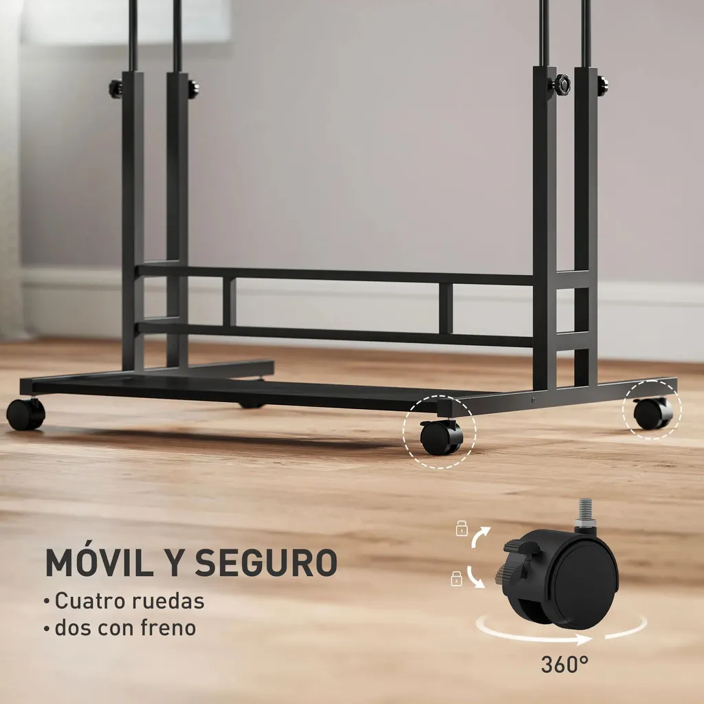 Table d'ordinateur mobile ajustable 80 cm avec plateau inclinable noir - 5