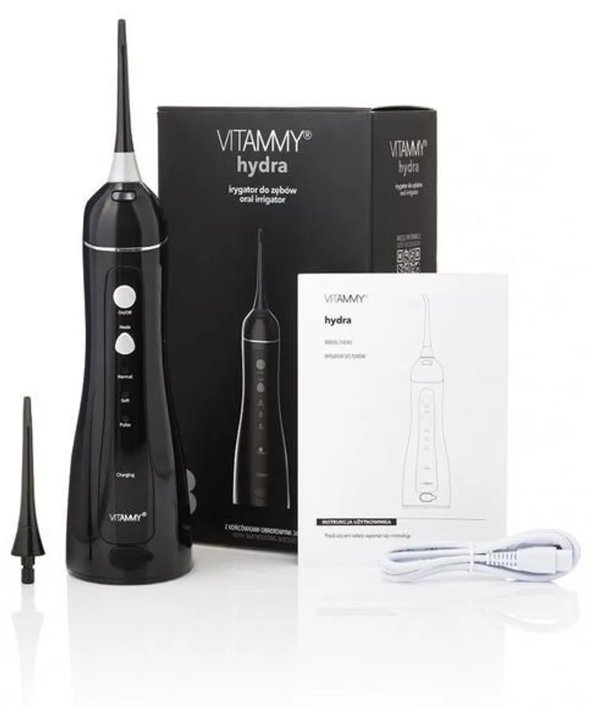 Irrigateur buccal VITAMMY Hydra noir étanche avec jet haute pression