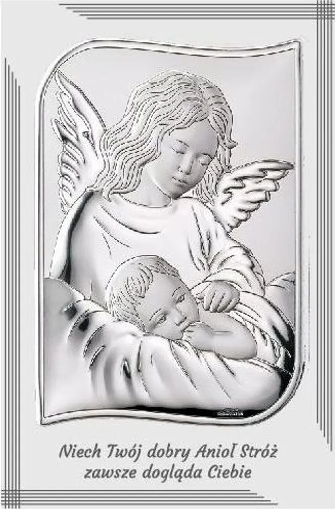 Tableau Ange Gardien Argenté décoration murale de chambre à coucher