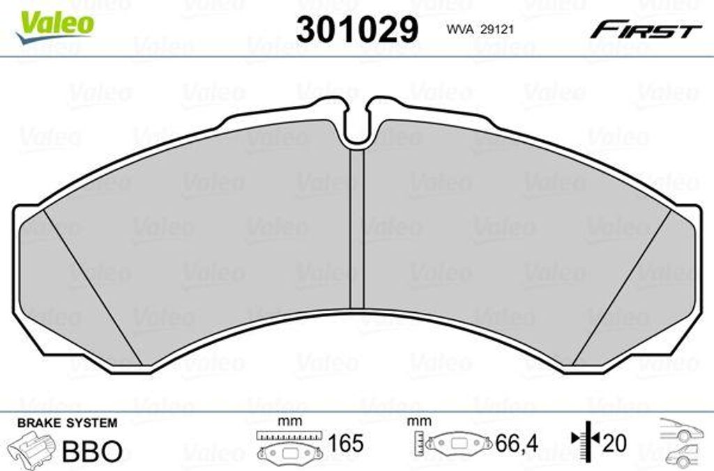 VALEO 301029 Bremsbelagsatz, Scheibenbremse OE 1906401 kompatibel mit Daily, Mascott