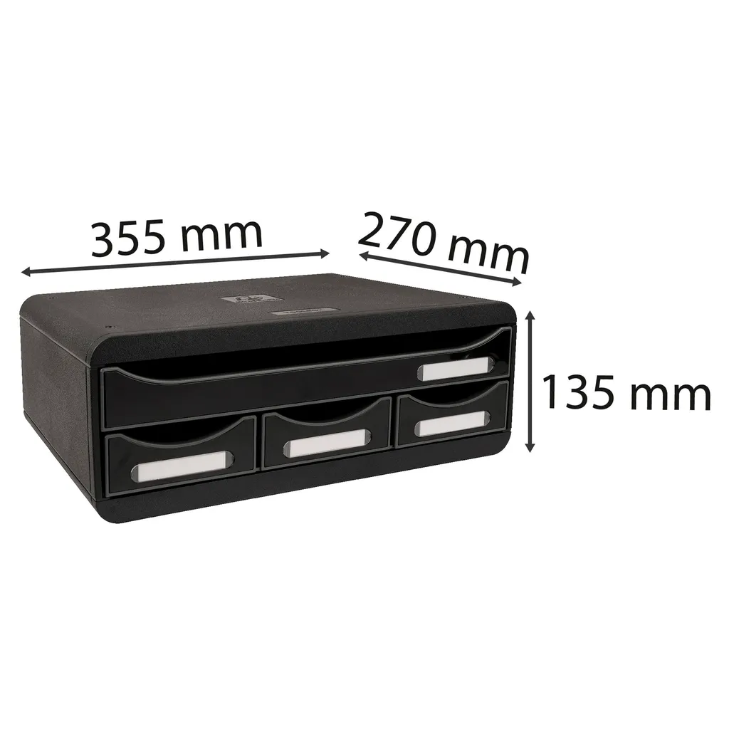 Exacompta Module 4 tiroirs Noir Brillant - Rangement Toolbox 319714D - 3