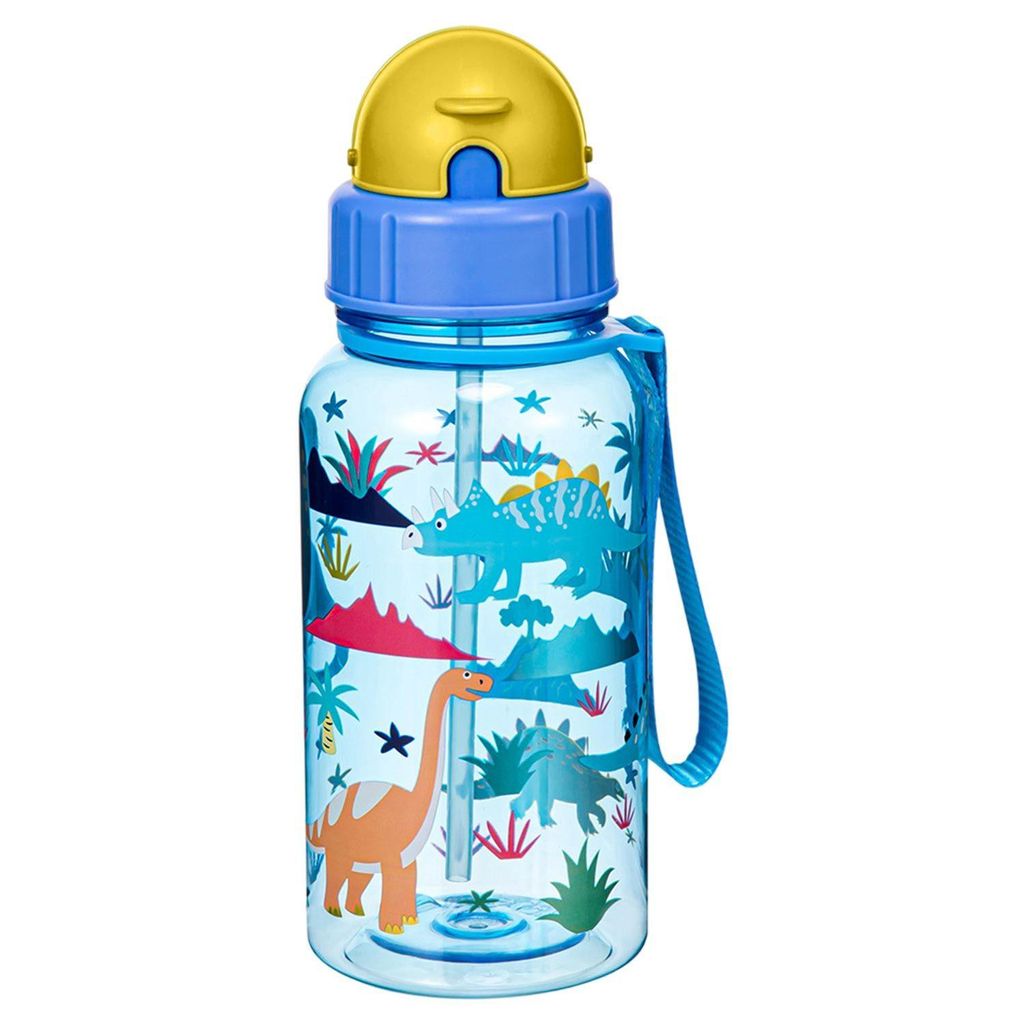 500ml Trinkflasche Kinder, Sportwasserflasche mit Strohhalm für Mädchen und Jungen, Blau