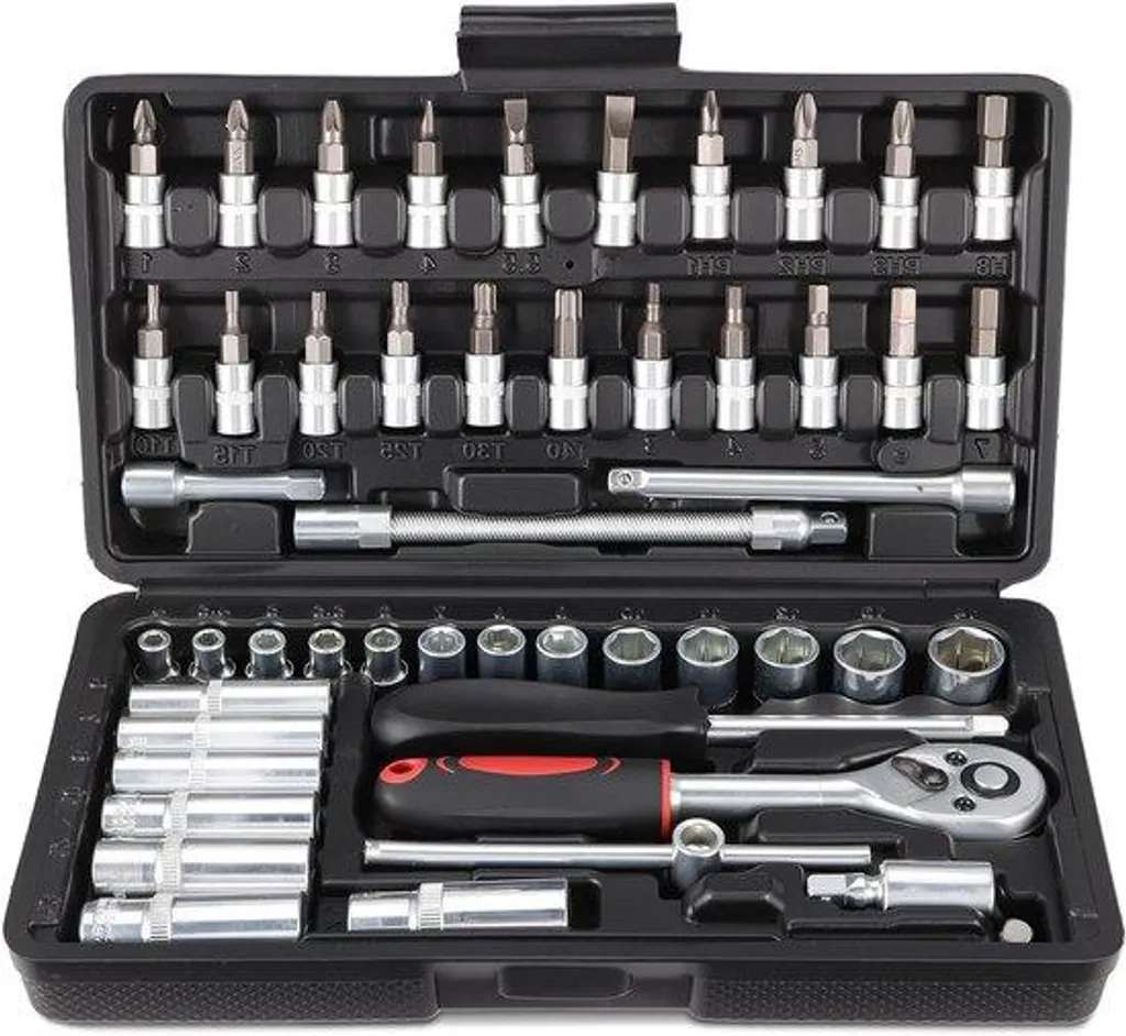 Coffret de vissage 1/4 pouce complet avec cliquet 72 dents et 53 embouts