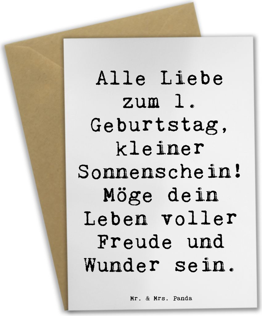 Mr. & Mrs. Panda Grußkarte Spruch 1. Geburtstag Sonnenschein - Weiß - Geschenk, Grußkarten, Lebensfreude, hochzeitskarten, Happy Birthday, Kinde...