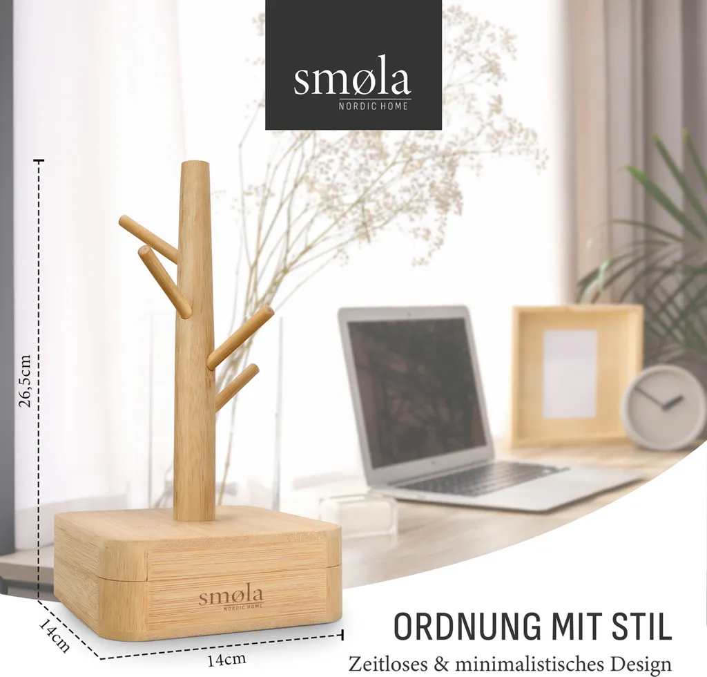 Arbre à bijoux 4 niveaux en bois massif - Rangement colliers et bagues
