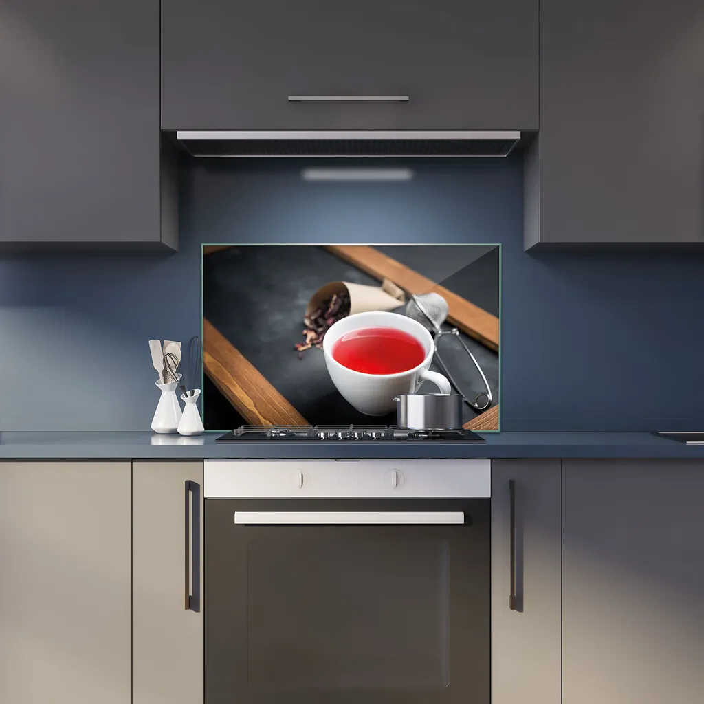 Copertura Piano Cottura 80x52 Vetro Blu Astratto | Protezione Cucina