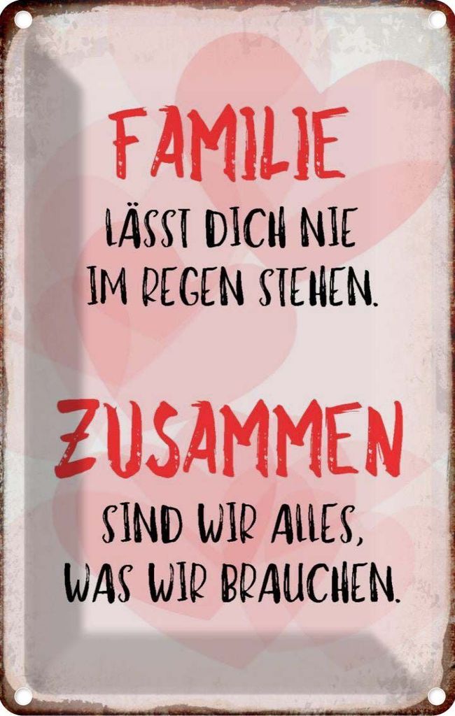vianmo Blechschild 18x12 cm Familie lässt dich nie im Regen Freunde