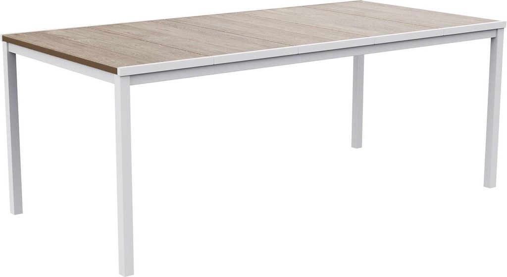 Dmora Outdoor Tisch Sarnia 200x95x75 cm, 8 Sitze, UV-resistent, Eichebraun, vielseitig, platzsparend