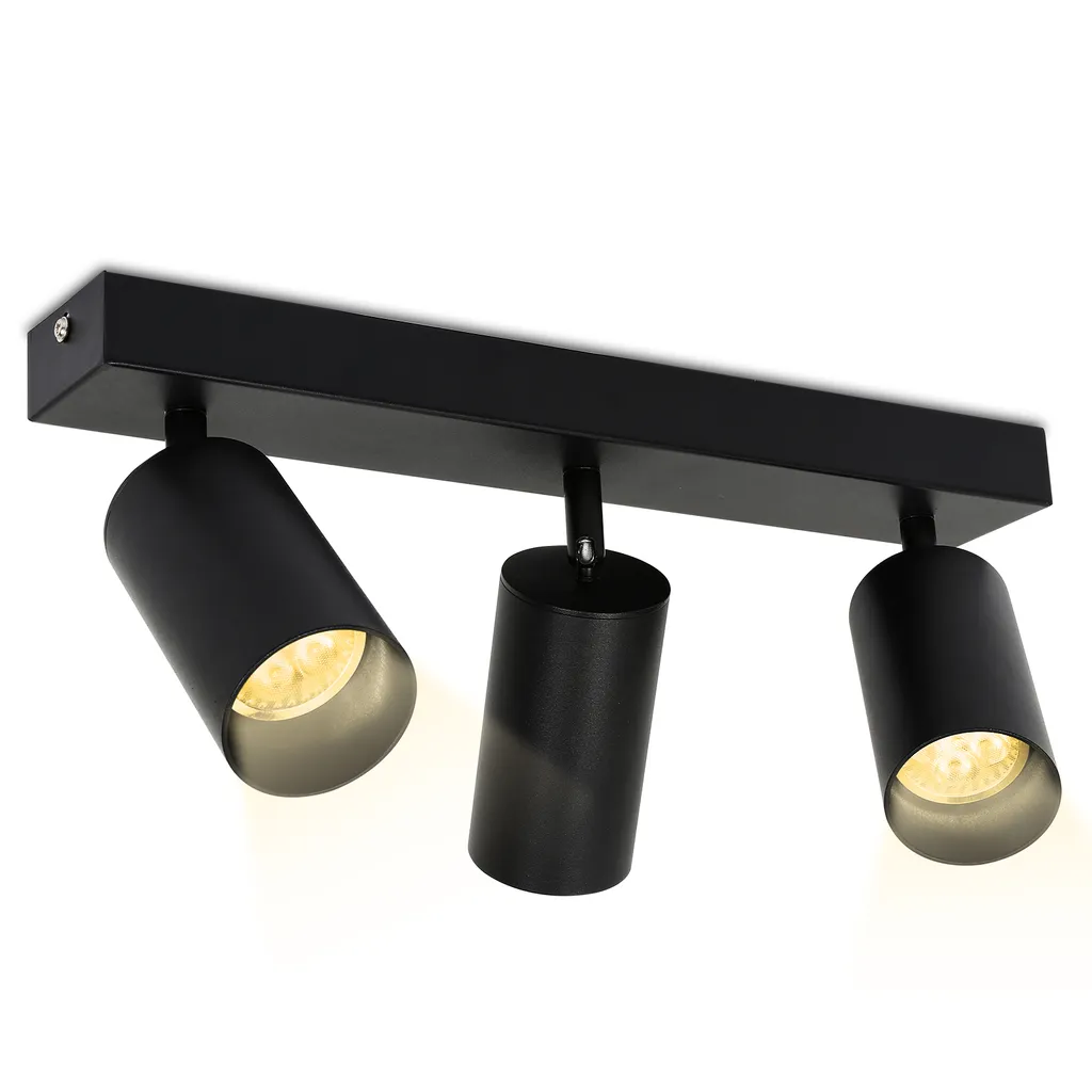 Plafonnier spot LED encastrable noir mat orientable pour salon et cuisine