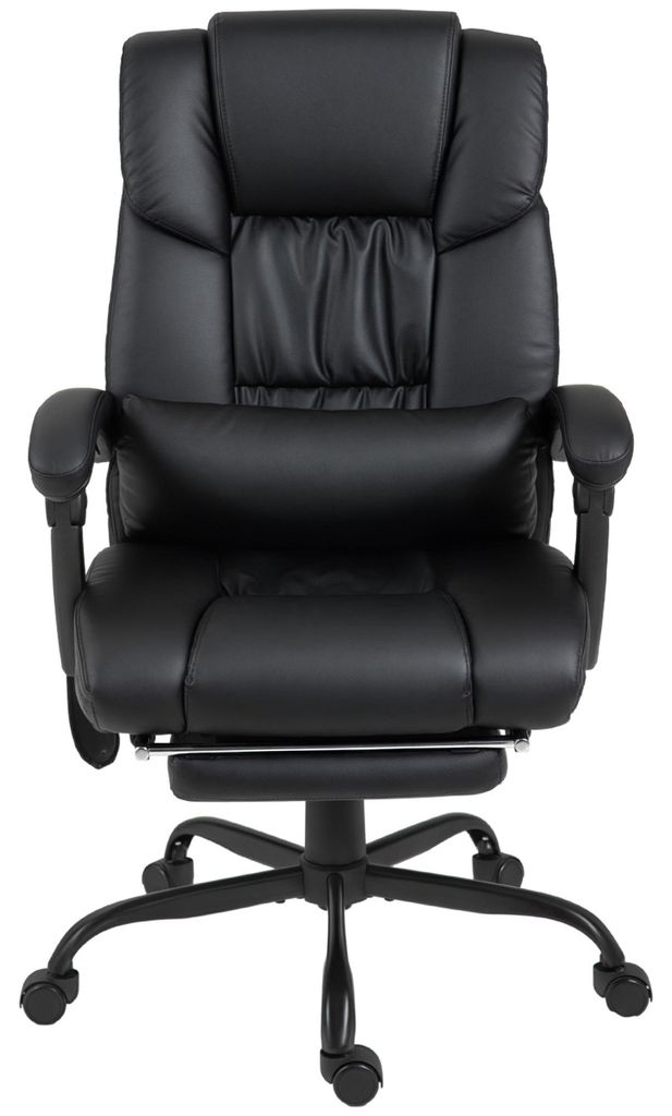 Bürostuhl Ergonomisch mit Massagefunktion Schreibtischstuhl mit Fußstütze, Hoher Rückenlehne, Lendenstütze Schwarz