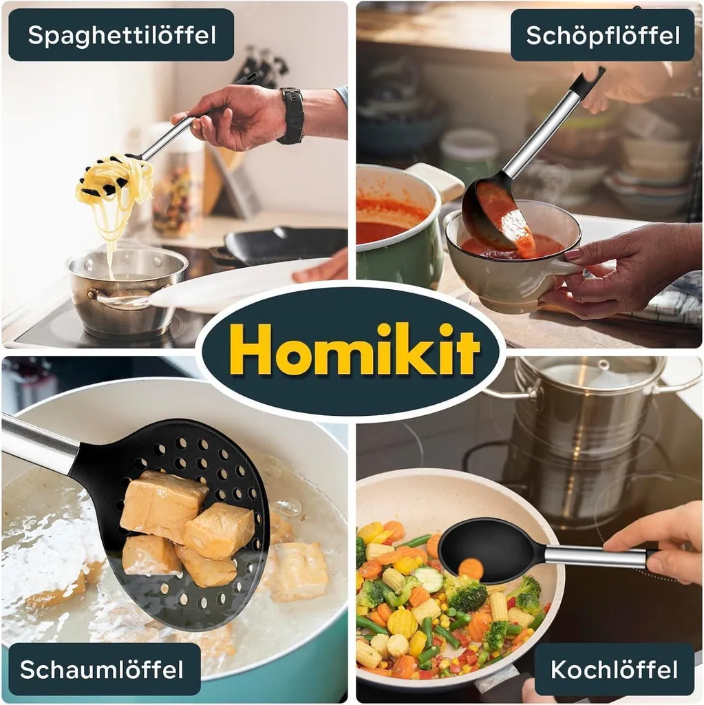 Set Regalo 10 Utensili Cucina Silicone Nero - Elegante e Funzionale - 7