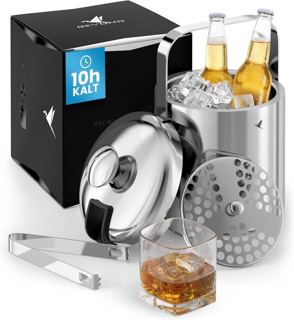 Beyond Silberner Eiswürfelbehälter mit Deckel und Zange Produktbild 