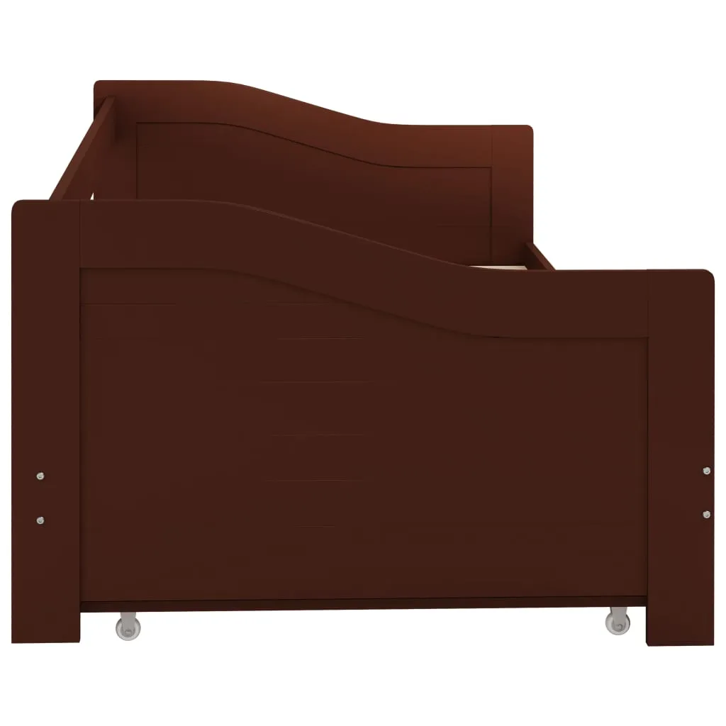 vidaXL Canapé-lit Cadre de lit en Pin Brun Foncé 90x200 cm Robuste
